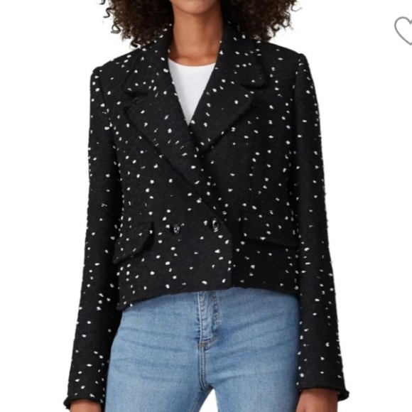REBECCA TAYLOR Double Breasted Crop Dot Tweed Sportcoat - Picture 1 of 15